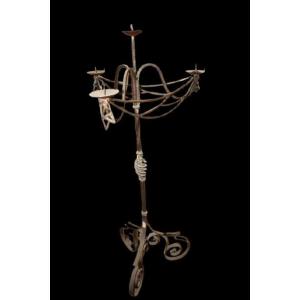 Torciere in ferro battuto stile Liberty XX secolo