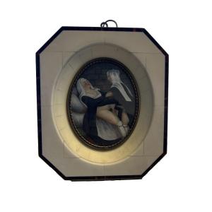 Dipinto su Miniatura raffigurante Scena Erotica XIX secolo