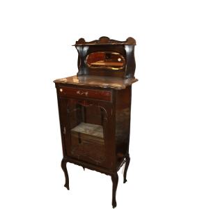 Cabinet ad 1 porta con Alzata in Legno Laccato nero XIX secolo