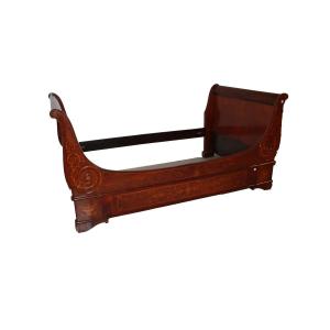 Letto a Barca Francese stile Carlo X con intarsi