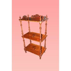 Etagere inglese stile Vittoriano del 1800 intarsiata