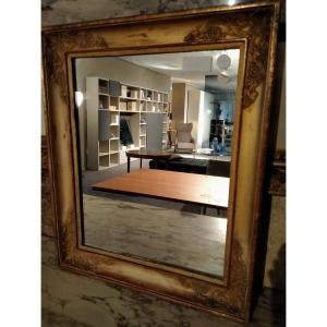 Miroir Empire français ancien, dorure à la feuille d'or et sculptures