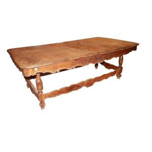 Grande Tavolo Provenzale Rettangolare Allungabile del 1800 in legno di Noce