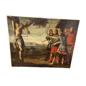 Dipinto a olio su tela, XVII secolo: "Martirio di San Sebastiano"