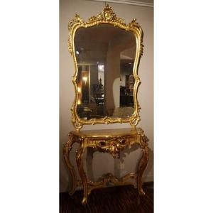 Salon Français 10 Pièces De Style Louis XV 1800 En Bois Doré à La Feuille d'Or avec fauteuils et canapé