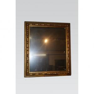  Grand Miroir Carré Rectangulaire Symétrique Du Milieu Des Années 1800 Doré à La Feuille d'Or