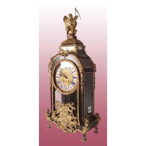 Splendide Horloge De Table Française En ébène De Fabrication Boulle De La Fin Des Années 1700