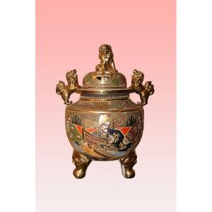 Vase En Porcelaine Japonaise Satsuma Burning Essence Des Années 1800