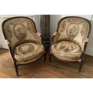Pair Of Louis XVI Bergeres