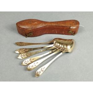 Six Small Vermeil Spoons