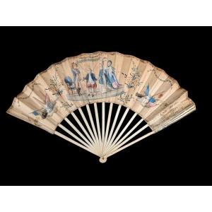 18th Century Fan, Louis XVI Period, Painted With Gouache