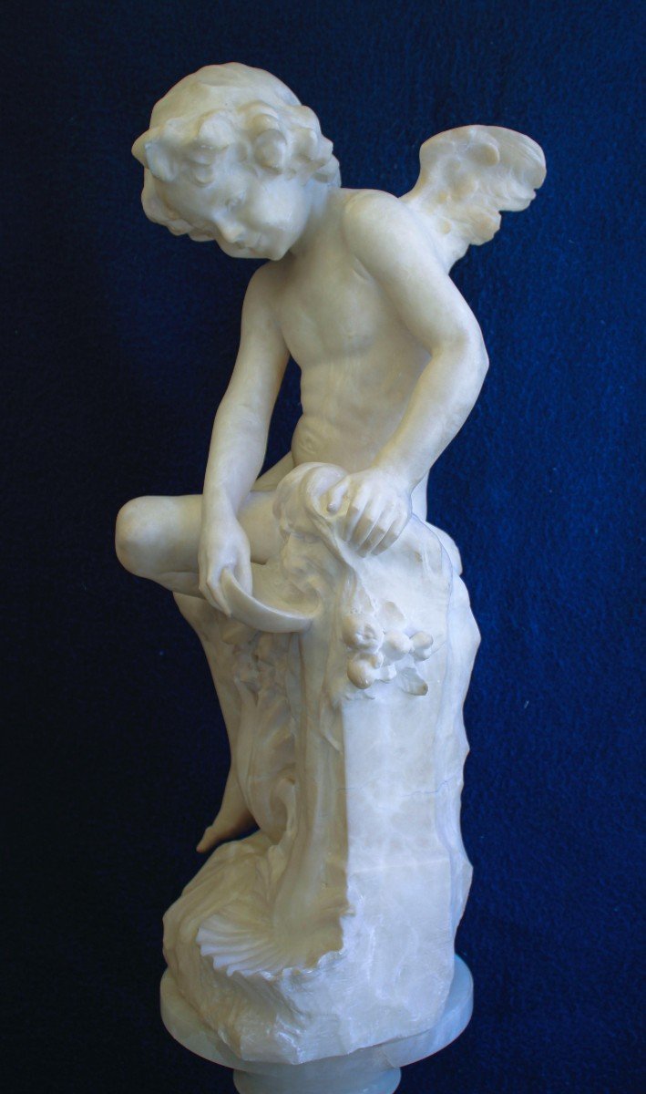 Grande Statua giovane fanciullo Alato Marmo , Pugi -photo-2