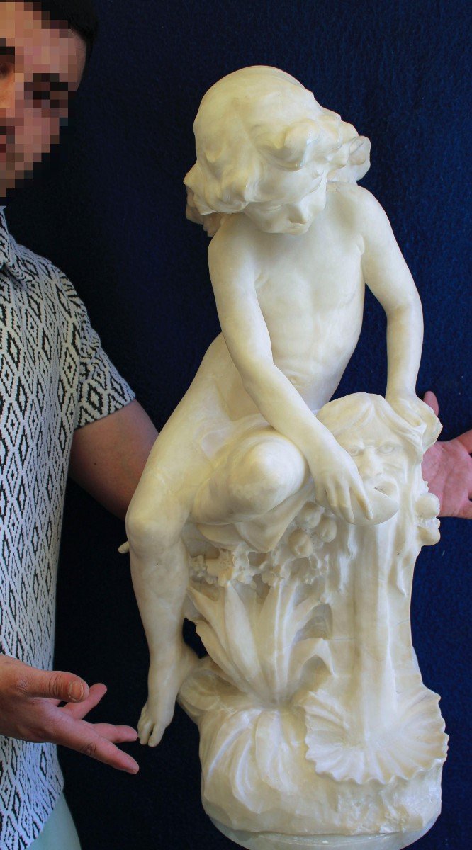 Grande Statua giovane fanciullo Alato Marmo , Pugi -photo-4