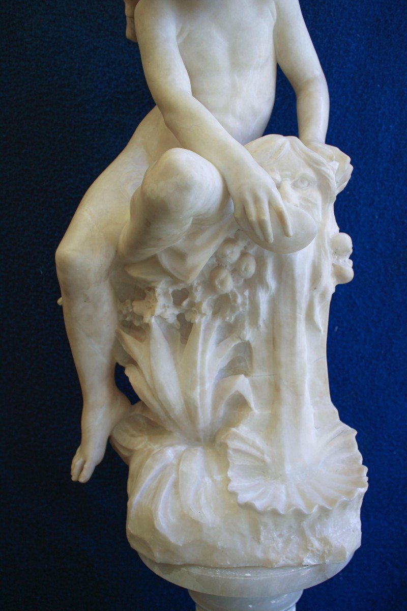 Grande Statua giovane fanciullo Alato Marmo , Pugi -photo-2