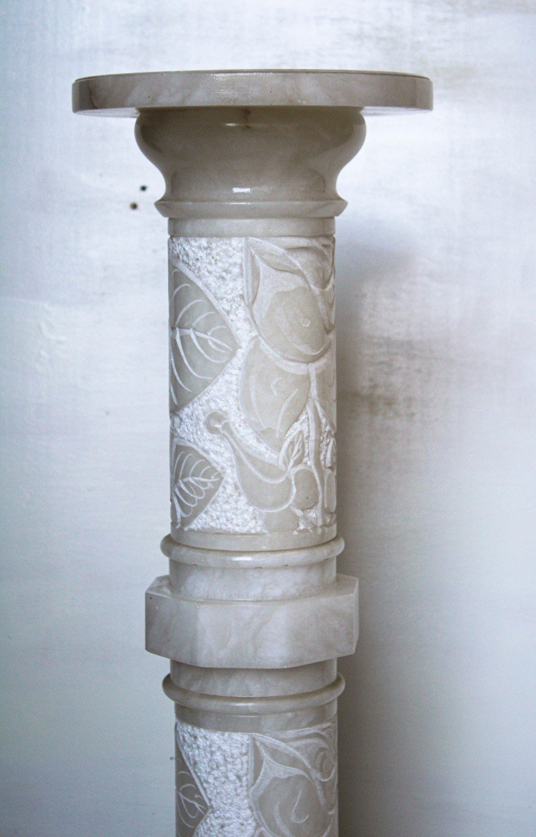 Colonna Antica con rose scolpite Marmo-photo-4