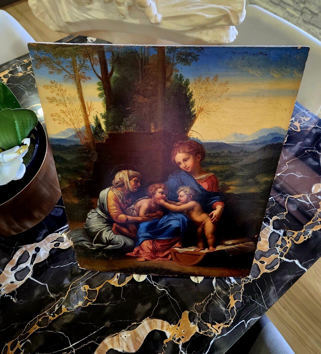 Dipinto su Tavola Piccola Sacra Famiglia da Raffello Sansio-photo-4