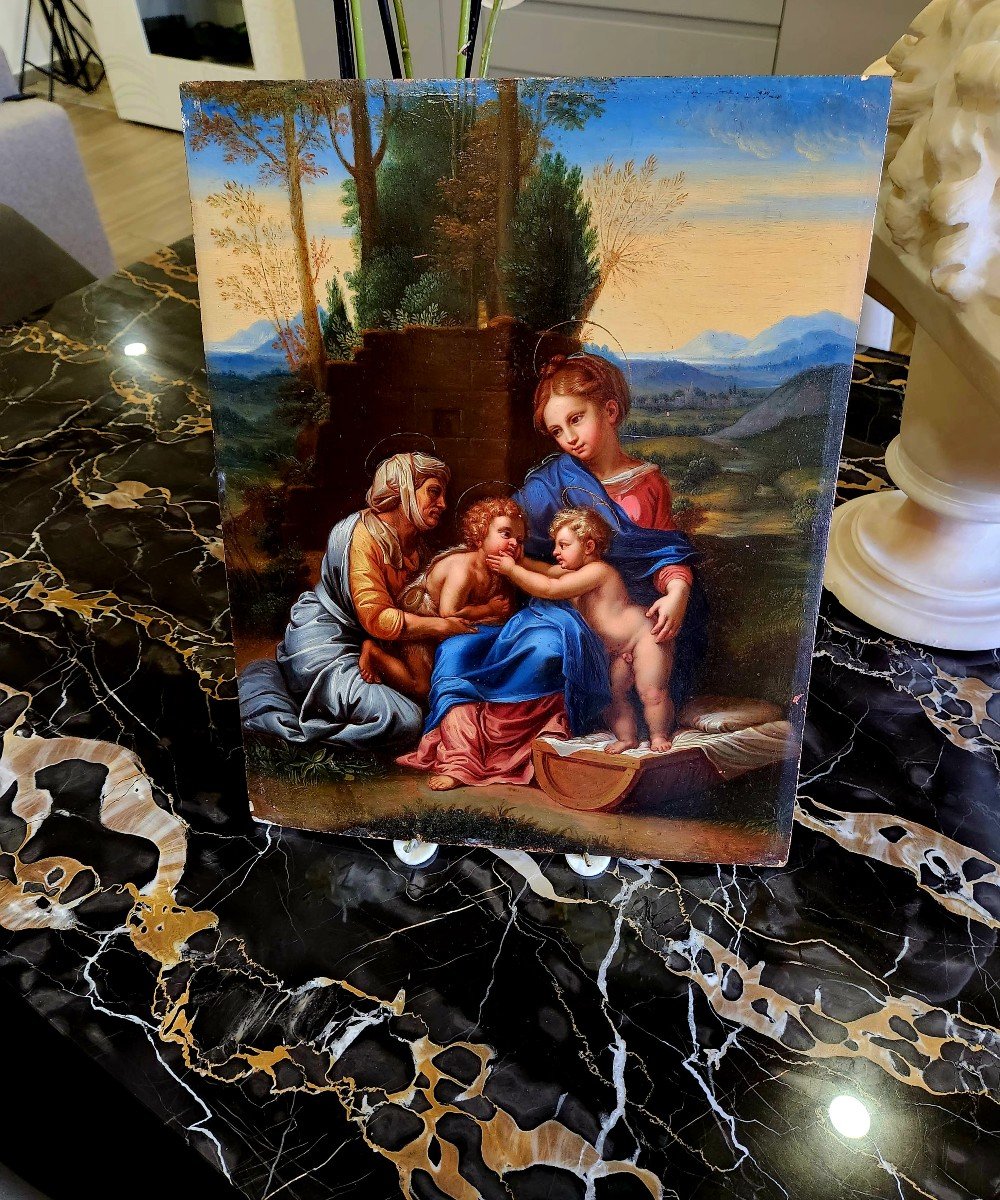 Dipinto su Tavola Piccola Sacra Famiglia da Raffello Sansio-photo-5