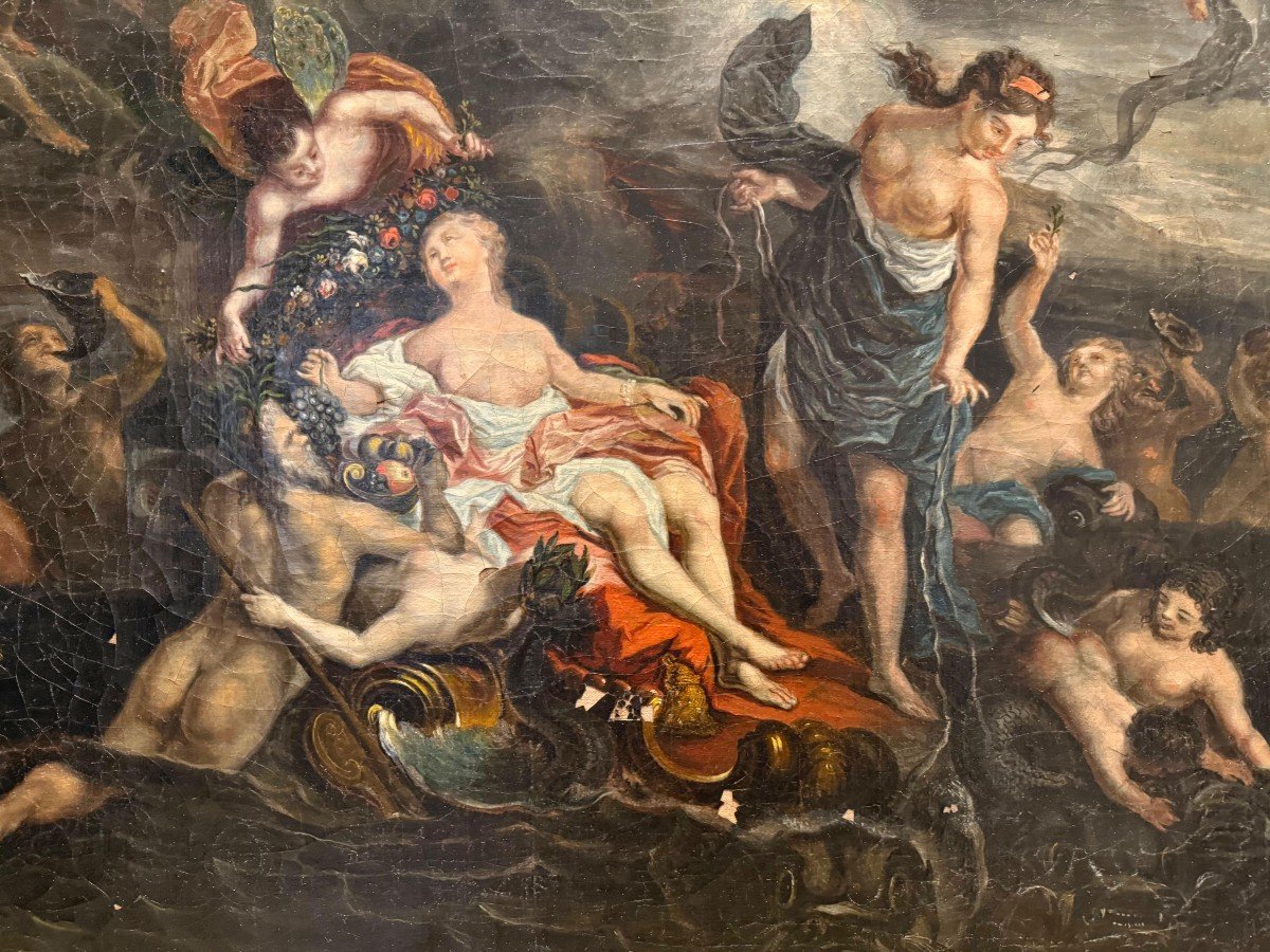Il Trionfo di Galatea Olio su tela del XVIII° secolo-photo-1