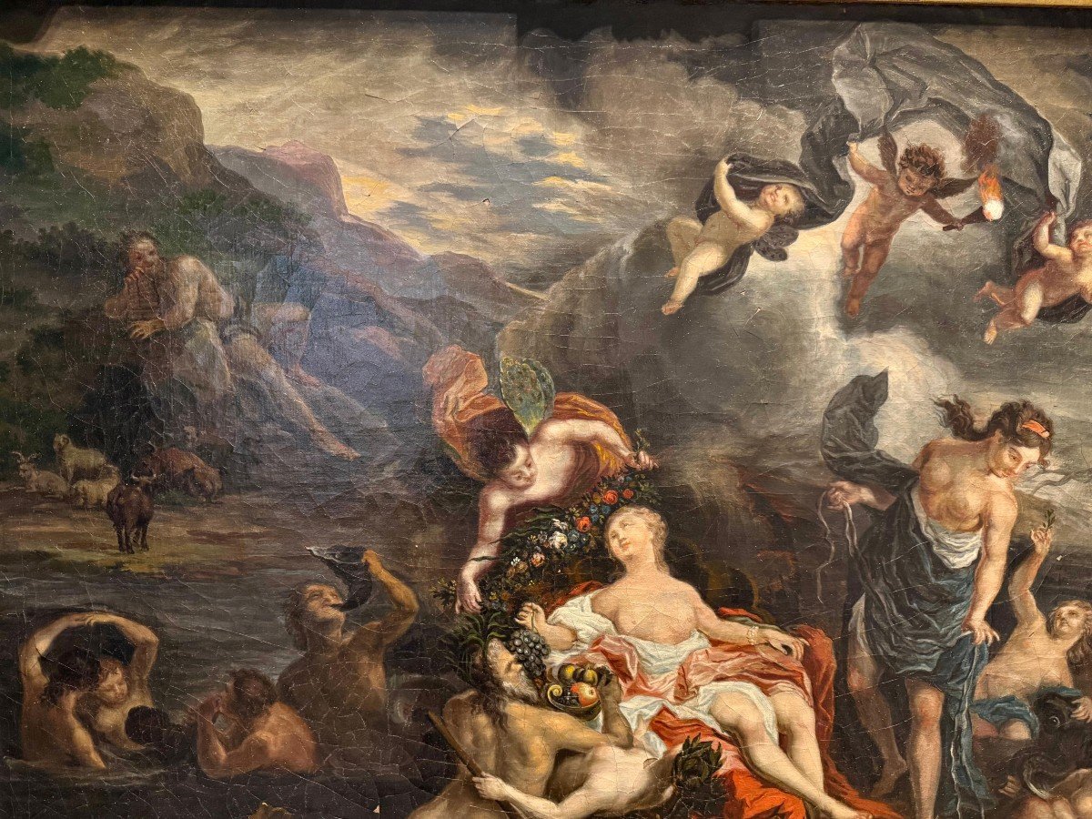 Il Trionfo di Galatea Olio su tela del XVIII° secolo-photo-3