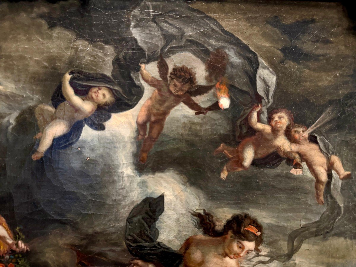 Il Trionfo di Galatea Olio su tela del XVIII° secolo-photo-4