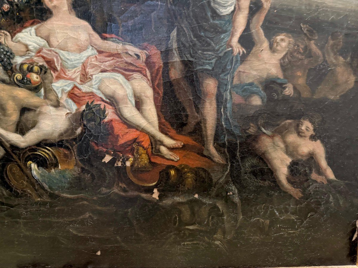 Il Trionfo di Galatea Olio su tela del XVIII° secolo-photo-5