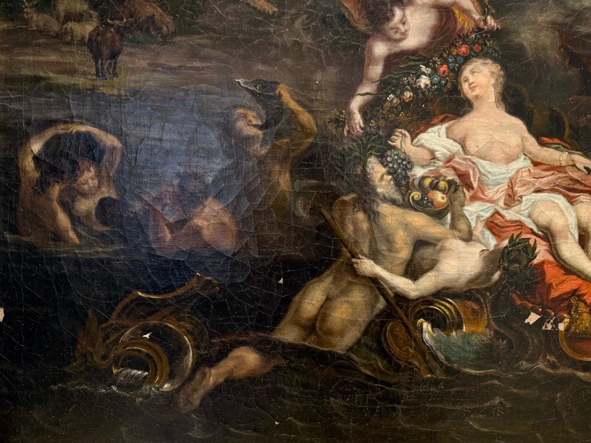 Il Trionfo di Galatea Olio su tela del XVIII° secolo-photo-7