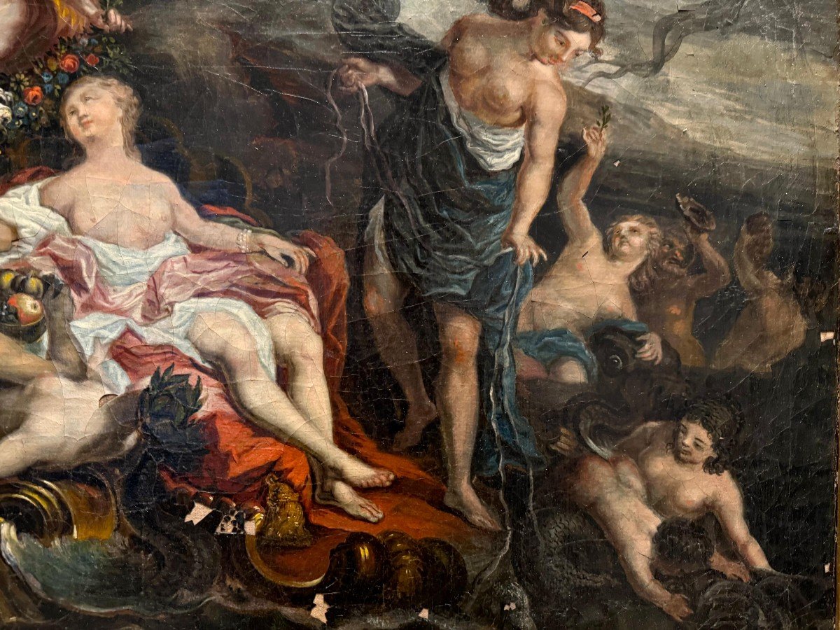 Il Trionfo di Galatea Olio su tela del XVIII° secolo-photo-8