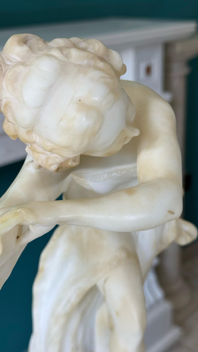 Statua raffigurante una giovane Danzatrice Orientale Marmo Bianco di Carrara -photo-4