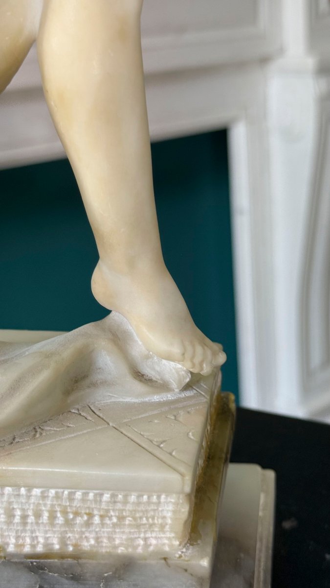Statua raffigurante una giovane Danzatrice Orientale Marmo Bianco di Carrara -photo-6