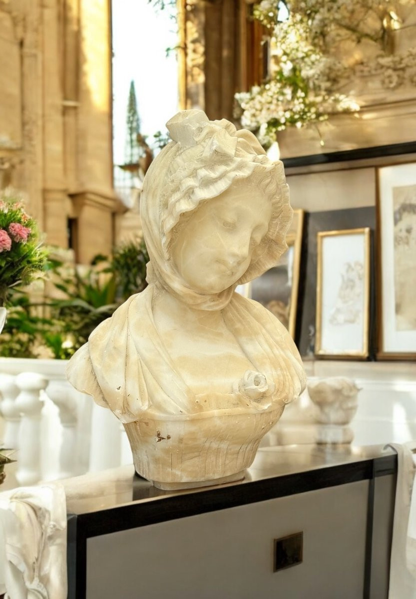 Busto raffigurante fanciulla Marmo-photo-2