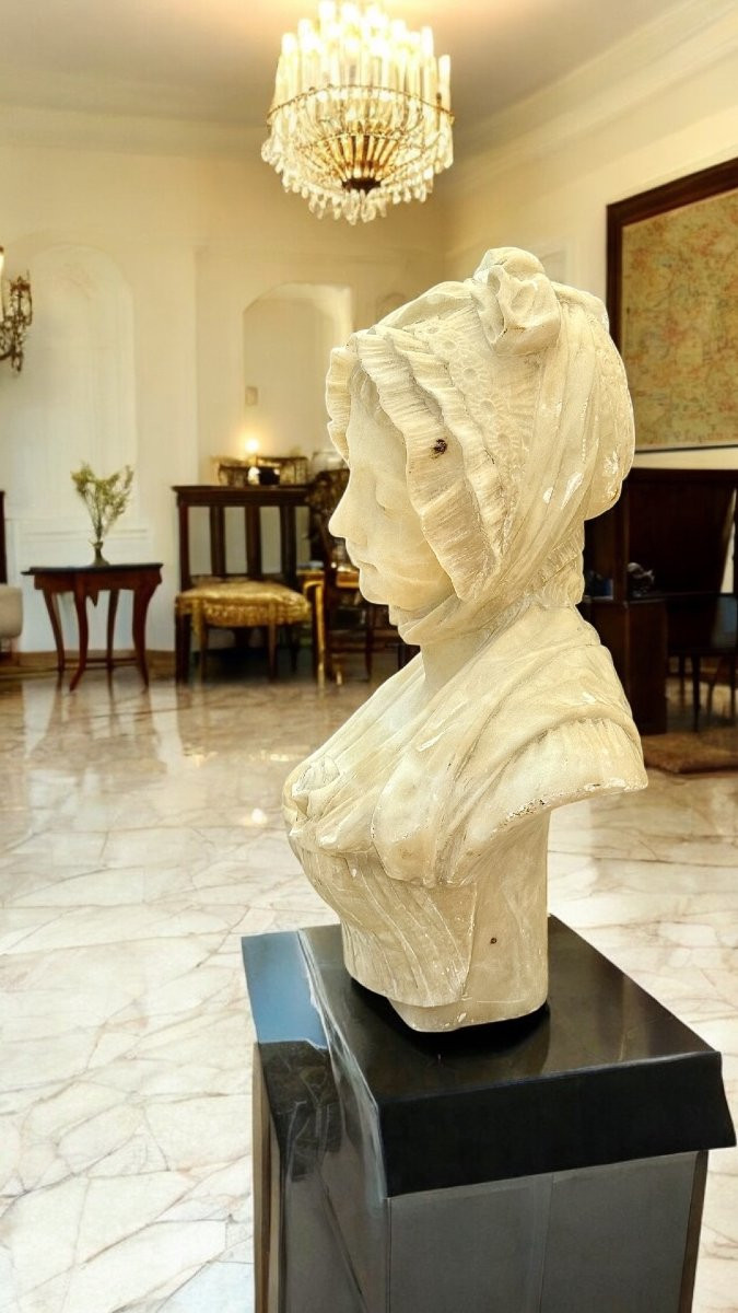 Busto raffigurante fanciulla Marmo-photo-3