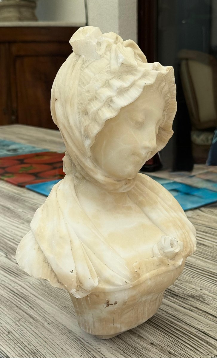 Busto raffigurante fanciulla Marmo-photo-5