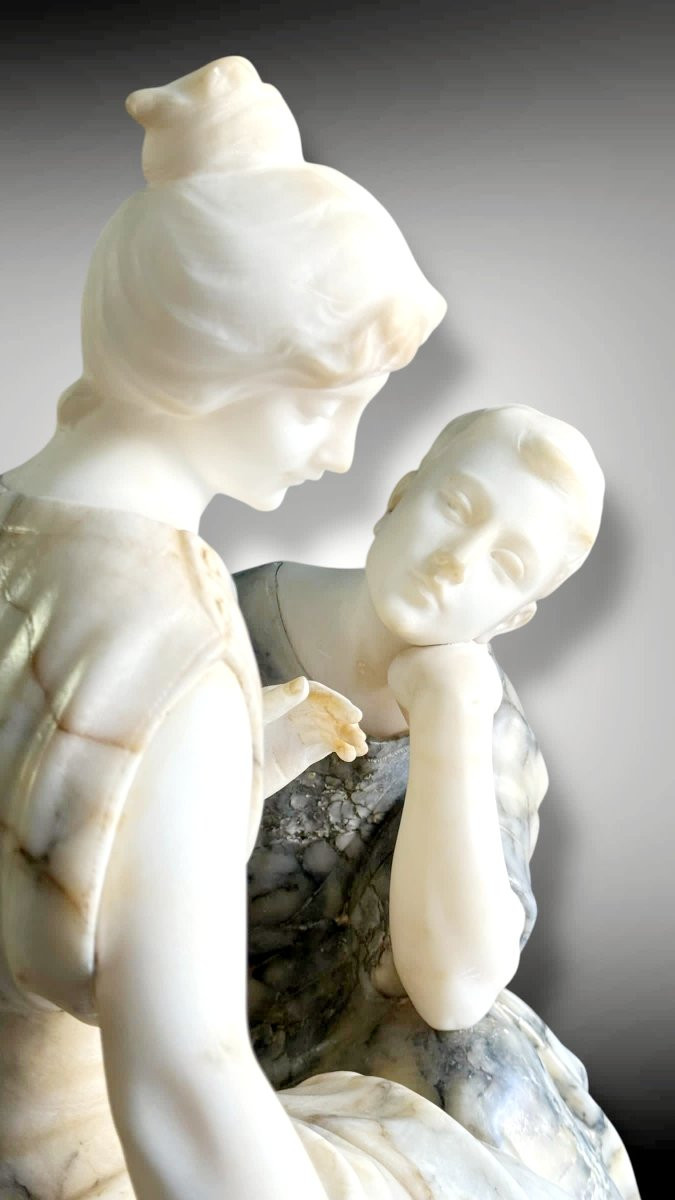 Statua raffigurante due Fanciulli innamorati in Marmo Carrara , Pugi (1850)-photo-2