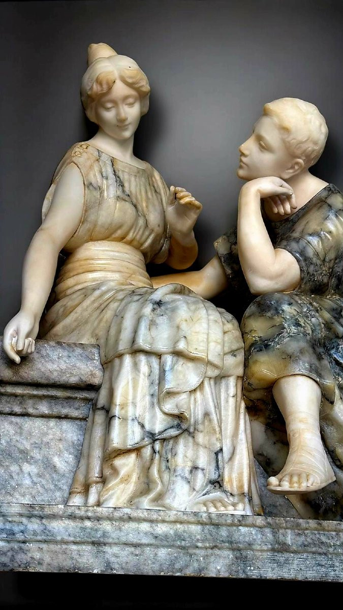 Statua raffigurante due Fanciulli innamorati in Marmo Carrara , Pugi (1850)-photo-5