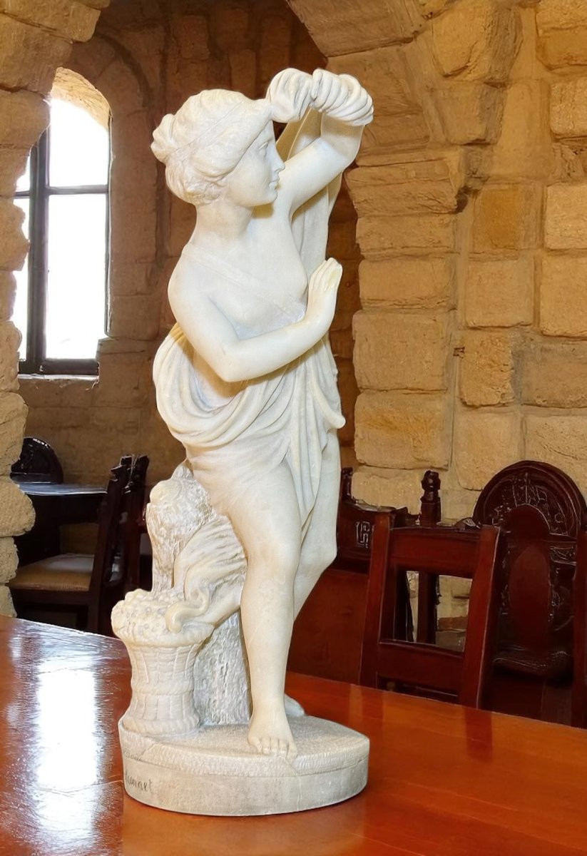 Statua raffigurante una giovane Bagnante Nuda, Marmo Bianco statuario di CARRARA,  Falconet-photo-5