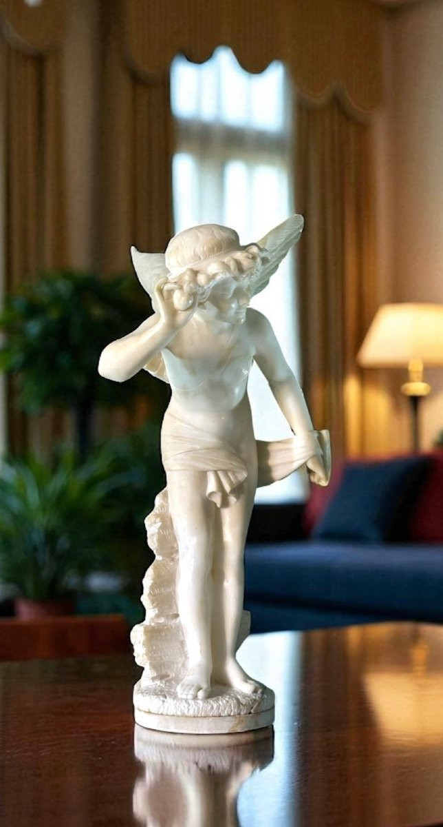 Statua raffigurante giovane Fanciullo sorridente Marmo -photo-2