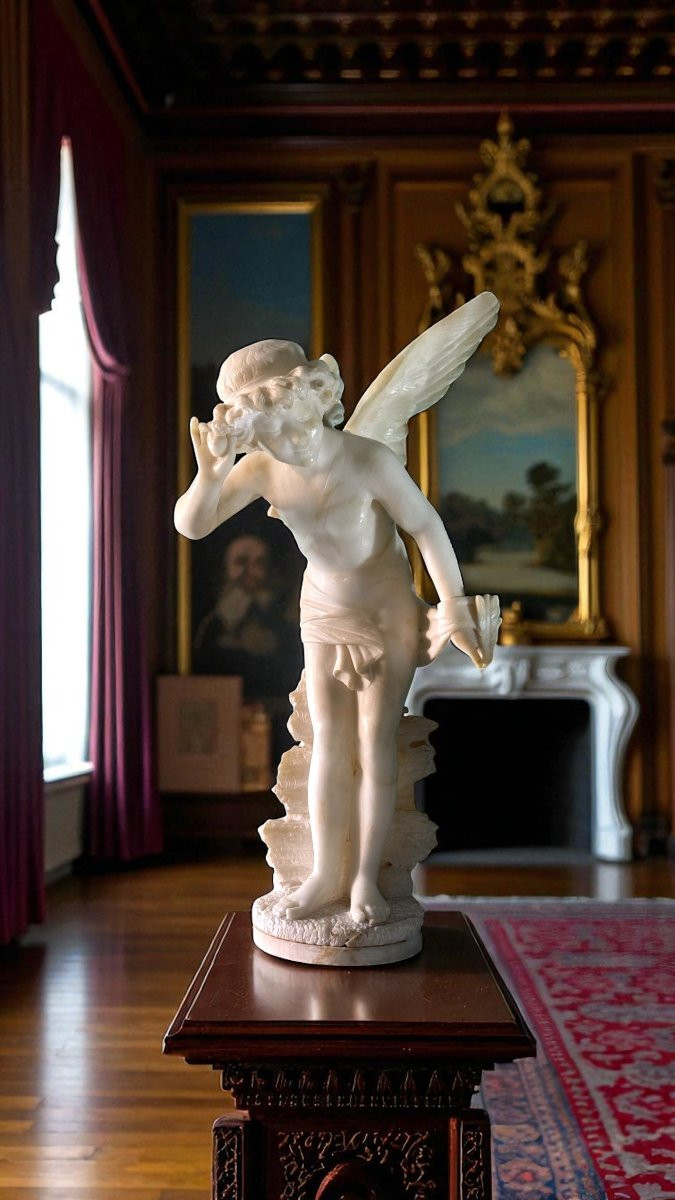 Statua raffigurante giovane Fanciullo sorridente Marmo -photo-4
