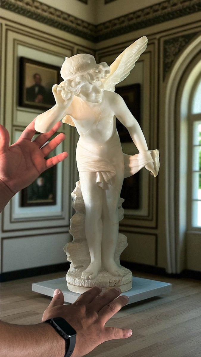 Statua raffigurante giovane Fanciullo sorridente Marmo -photo-2