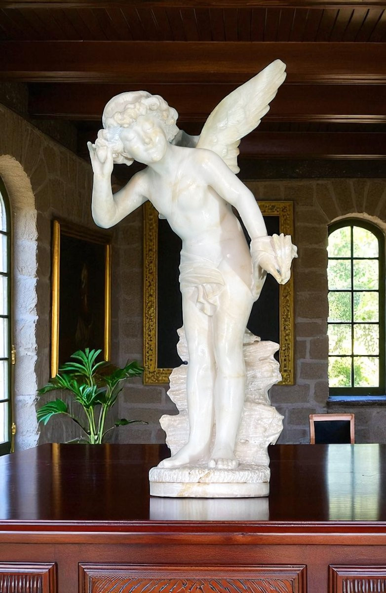 Statua raffigurante giovane Fanciullo sorridente Marmo -photo-4