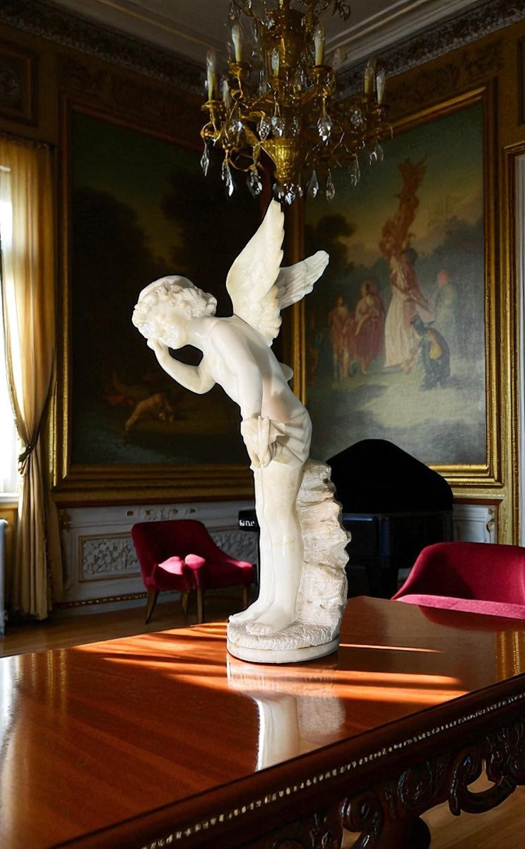 Statua raffigurante giovane Fanciullo sorridente Marmo -photo-6