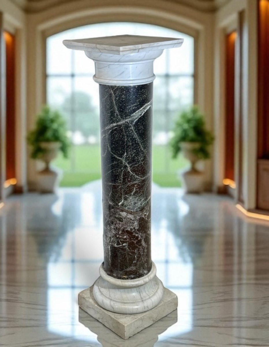Colonna in Marmo Verde Alpi e Bianco Carrara -photo-1