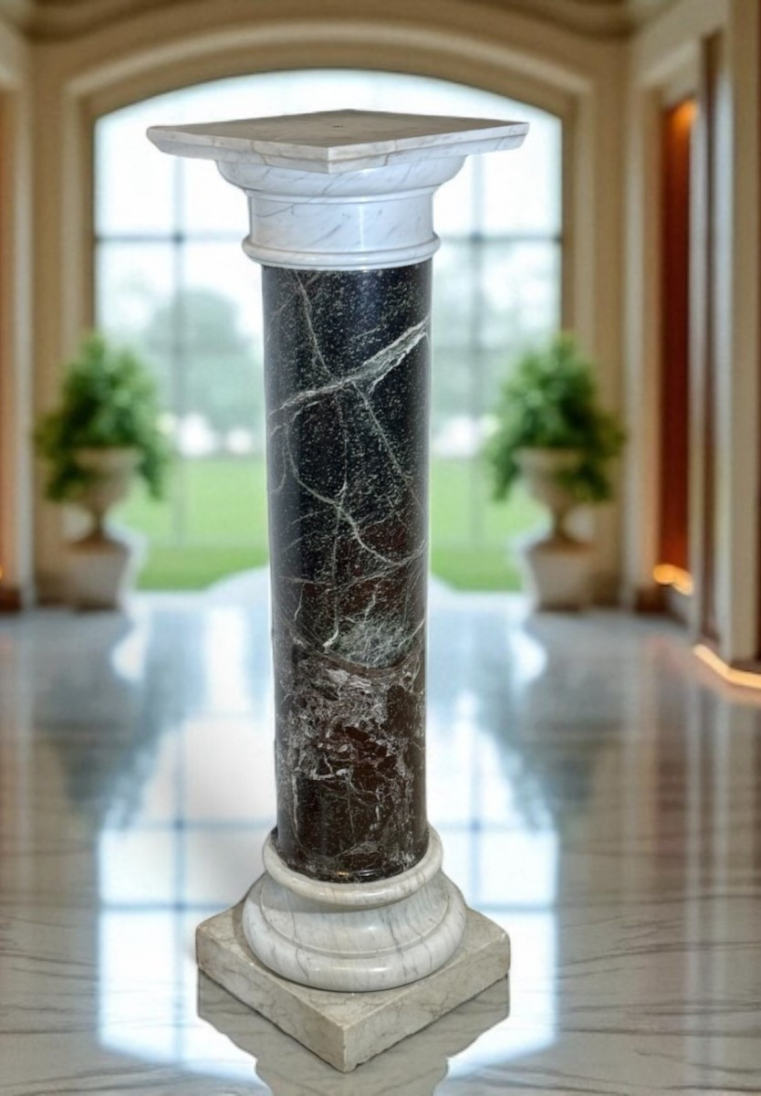 Colonna in Marmo Verde Alpi e Bianco Carrara 