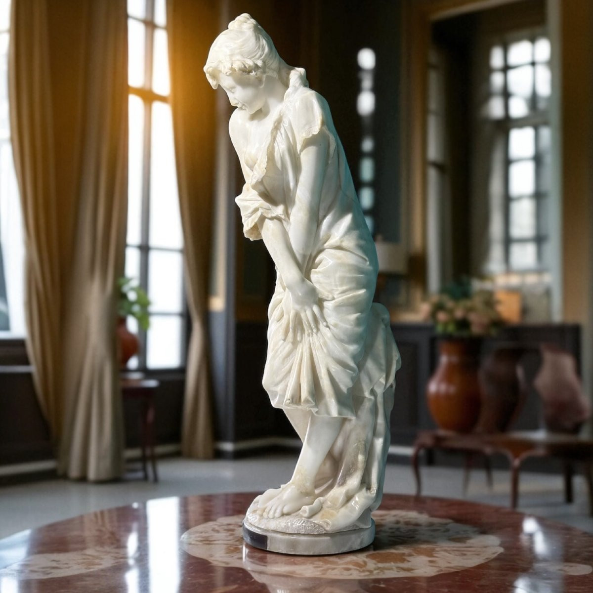 Statua raffigurante una giovane fanciulla sorridente mentre si lava, par Bazone Marmo -photo-5