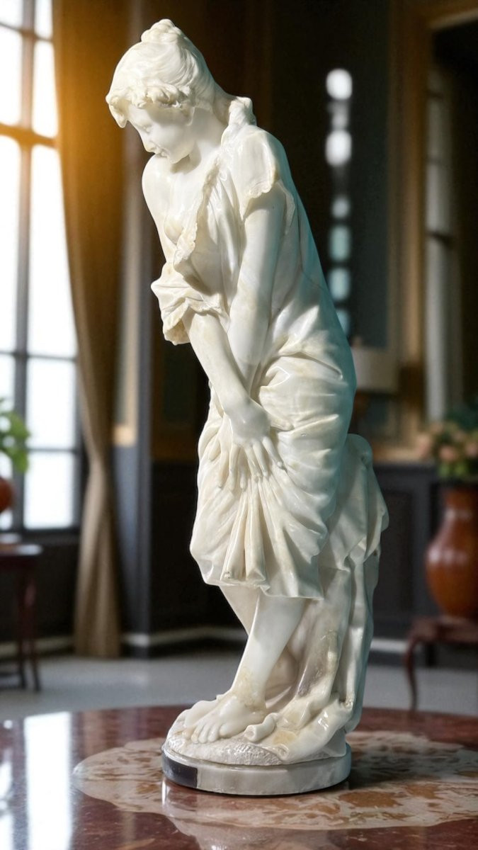 Statua raffigurante una giovane fanciulla sorridente mentre si lava, par Bazone Marmo -photo-7
