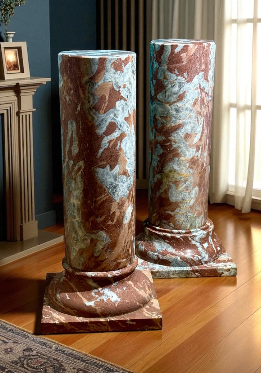 Coppia di Colonne in Marmo Rosso Francia -photo-1