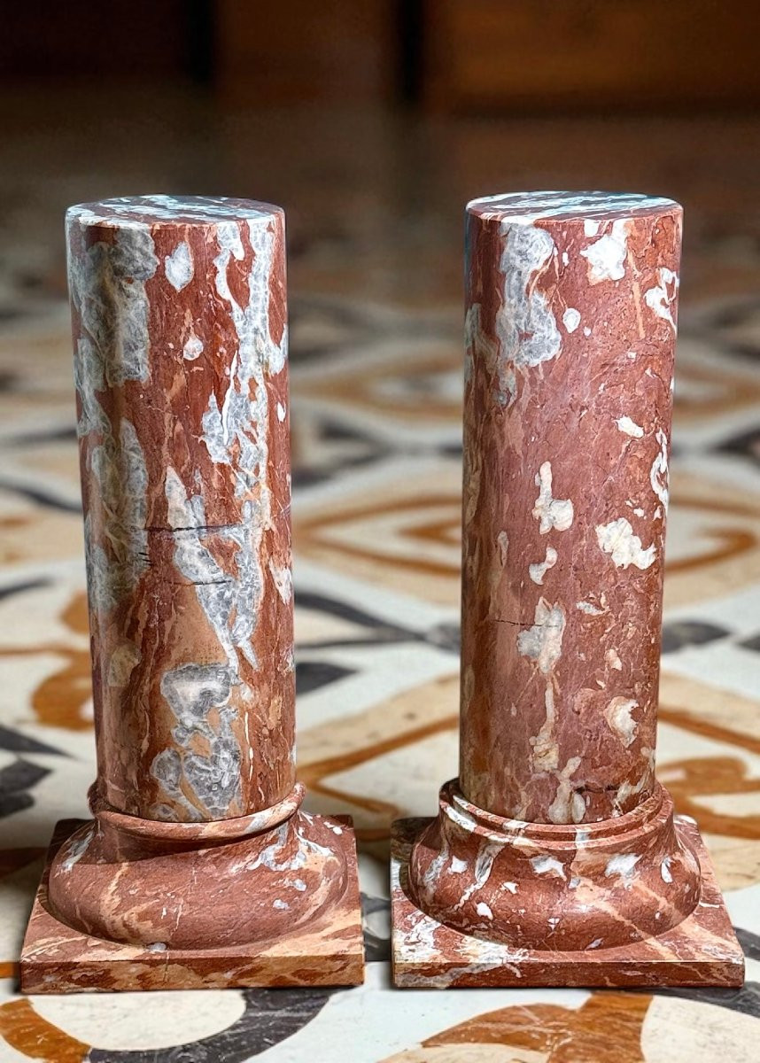Coppia di Colonne in Marmo Rosso Francia -photo-2