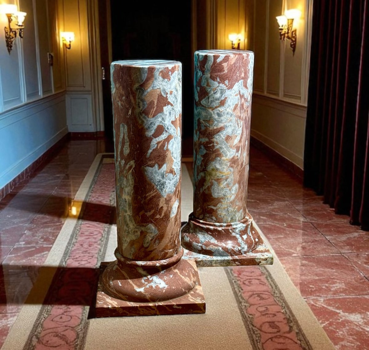 Coppia di Colonne in Marmo Rosso Francia -photo-7