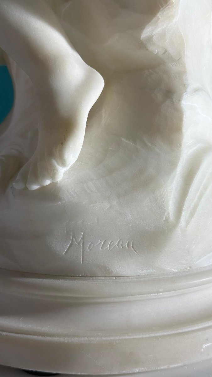 Statua coppia di Fanciulli che leggono un libro Marmo Moreau -photo-1