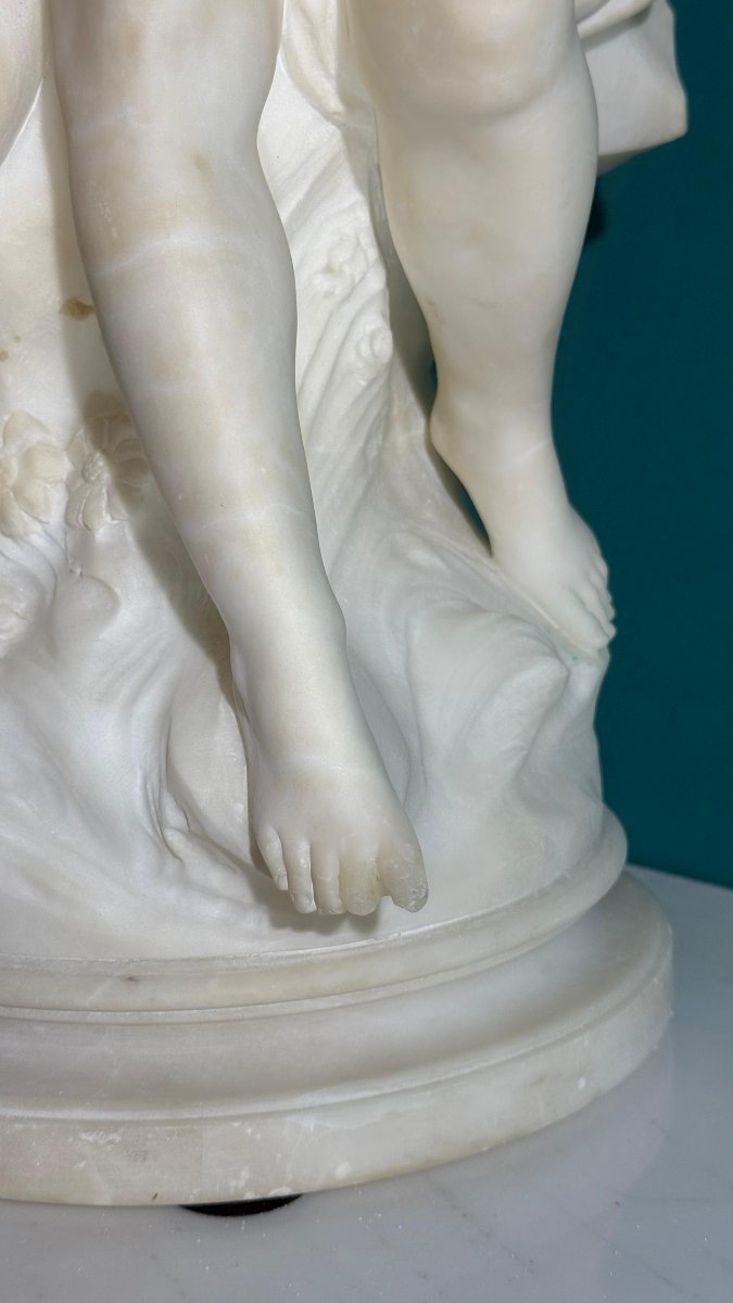 Statua coppia di Fanciulli che leggono un libro Marmo Moreau -photo-7