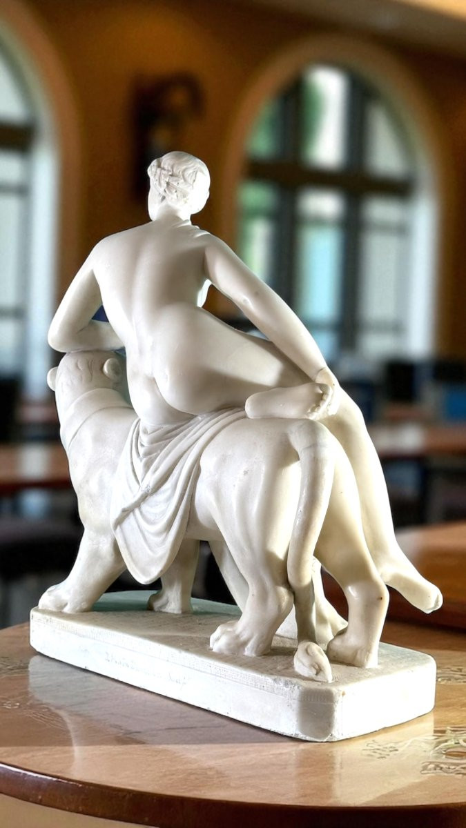Statua raffigurante Arianna con la Pantera, Marmo Bianco Statuario di Carrara -photo-4
